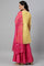 Yellow Chanderi kurta With Tiered Sharara And Dupatta