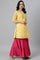 Yellow Chanderi kurta With Tiered Sharara And Dupatta