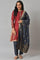 Red Embroidered kurta With Blue Salwar Pants And Dupatta