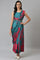 Green And Red Sleeveless Predrape Saree Dress With Belt And Tailored Jacket