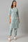 Light Blue Jacquard kurta And Pants Co-Ord Set