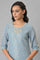 Sky Blue Jacquard kurta With Embroidery