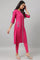 Dark Pink Embroidered A-Line kurta