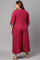 Plus Size Dark Pink Mock Layer Embellished Liva Eco Kimono Jumpsuit