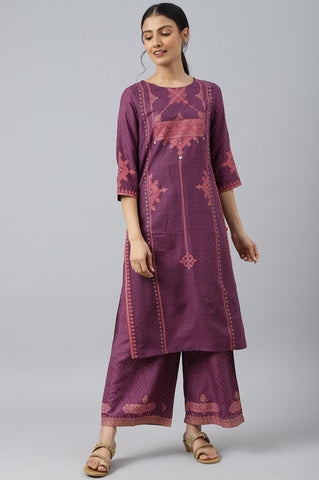 Purple Rayon kurta With Coins And Sequins Embellishment