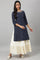 Navy Blue Festive kurta With Embroidered Neck