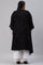 Plus Size Black Printed A-Line kurta With Cowl Hemline