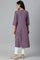 Purple Floral Print kurta With Godets