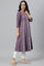 Purple Floral Print kurta With Godets