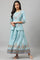 Light Blue Attached Dress With Embroidery