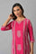 Dark Pink Mock Layered Beadwork kurta with Golden Slim Pants