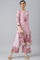 Pink Glitter Printed Shantung kurta