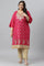 Plus Size Dark Pink Glitter Placement Print kurta