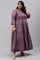 Plus Size Purple Festive Gathered Shantung Dress