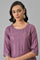 Purple Shantung Mukaish Printed kurta