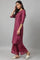 Purple Karnatka Silk Mukaish Print kurta with Parallel Pants