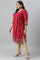 Fuchsia Pink Floral Printed Plus Size kurta With Sequins