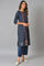 Royal Blue Mock Layered Festive kurta