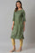 Green Shantung kurta With Mukaish Print