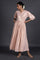 Light Pink Foil Printed Pleated Dress With Belt