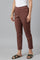 Deep Brown Solid Women Slim Pants