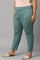 Plus Size Aqua Blue Cotton Blend Slim Pants