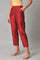 Red Solid Straight Women Pants