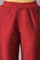 Red Solid Straight Women Pants