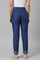 Indigo Blue Cotton Blend Slim Pants