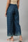 Dark Blue Rayon Printed Parallel Pants