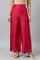 Dark Pink Shantung Straight Parallel Pants