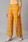 Mustard Rayon Printed Parallel Pants