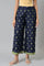 Blue Printed Shantung Plus Size Parallel Pants