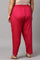 Dark Pink Solid Light Festive Plus Size Slim Pants