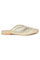 W Embroidered Beige Square Toe Flat