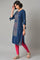 Blue Printed kurta With Pink Tights