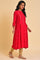 Red Embroidered Festive Kurta And Pants Set