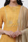 Yellow A-Line Embroidered Kurta, Parallel Pants And Dupatta Set