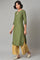 Olive Green Embroidered kurta With Gold Parallel Pants