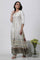 White Glitter Printed Kurta And Skirt Set