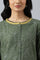 Dark Green A-Line Gathered kurta With Straight Pants