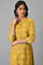 Yellow Glitter Printed kurta With Blue Slim Pants