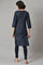 Dark Blue Embroidered kurta With Tights