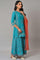 Teal Blue Festive kurta With Sharara And Orange Mesh Dupatta