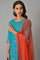 Teal Blue Festive kurta With Sharara And Orange Mesh Dupatta