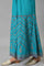 Teal Blue Festive kurta With Sharara And Orange Mesh Dupatta