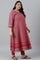 Dark Pink Printed Plus Size Kalidar kurta