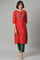 Red Embroidered Shantung kurta