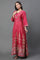 Pink Glitter Printed Kalidar Dress And Dupatta Set