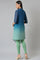 Dark Blue Ombre Cowl kurta With Tights